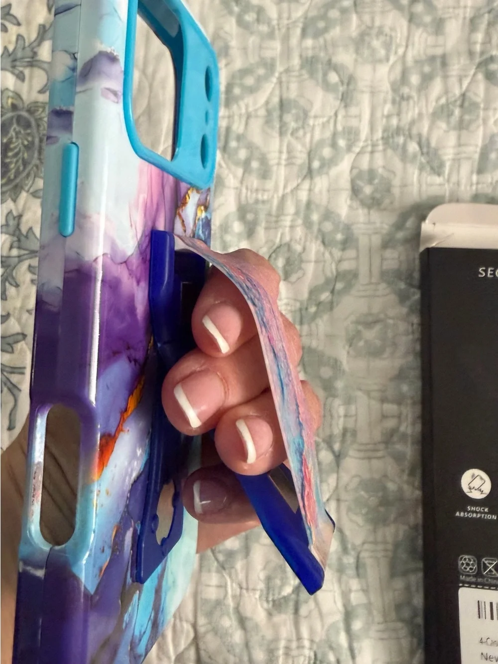 Shockproof Purple & Blue Marble Phone Case with Stand